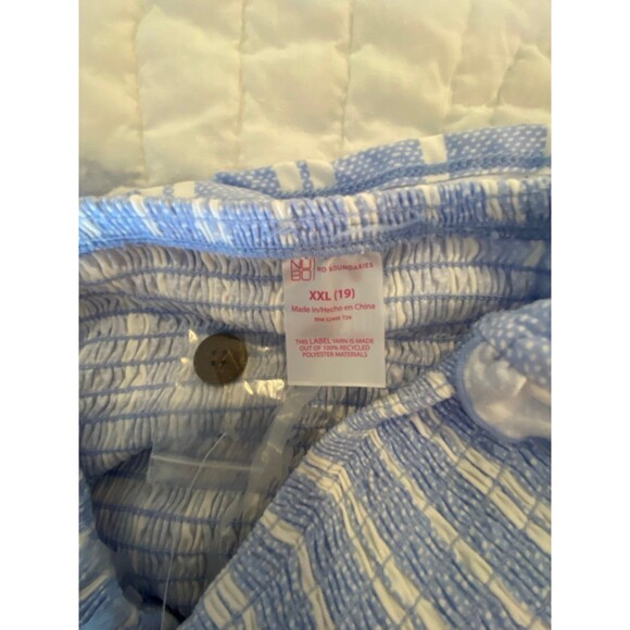 NWOT No Boundaries Romper Jumpsuit Plus Size XXL 19 Smocked Top Blue & White - Picture 8 of 10